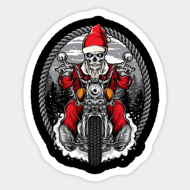 Santa Biker Sticker by InksyndromeArtwork